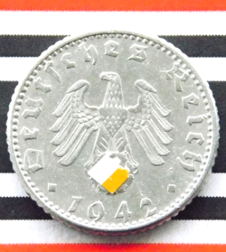 GERMAN COIN 50 REICHSPFENNIG 1942 D ALU SWASTIKA THIRD REICH WW2 +RARE+ PFENNIG