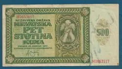 500 KUNA 1941. CROATIAN BANKNOTES, WW2 !