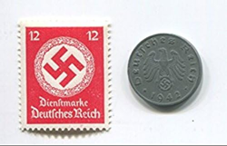 RARE  SWASTIKA 1 REICHSPFENNIG GERMAN COIN WORLD WAR 2 WW2 WITH SCARCE SWASTIKA