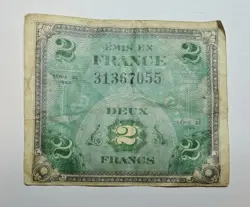 FRANCE 1944 ALLIED MILITARY CURRENCY - 2 FRANCS BANKNOTE COLLECTORS MONEY