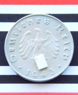 GERMAN 10 REICHSPFENNIG 1943 J ZINC COIN SWASTIKA THIRD REICH WW2 RARE PFENNIG