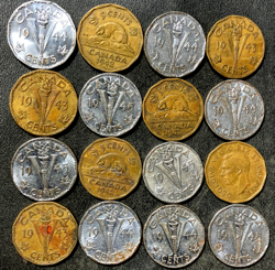 OLD CANADA COIN LOT - WW2 VICTORY NICKELS - 16 EXCELLENT COINS - LOT #A5