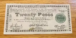PHILIPPINES WW2 1944 NEGROS EMERGENCY GUERRILLA 20 PESOS S678