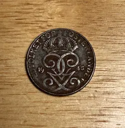 VINTAGE 1945 WORLD WAR 2 SWEDEN STEEL 2 ORE COIN