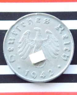 GERMAN COIN 10 REICHSPFENNIG 1942 B ZINC SWASTIKA 3RD REICH WW2 + NICE + PFENNIG