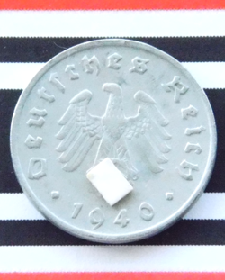 GERMAN COIN 10 REICHSPFENNIG 1940 G ZINC SWASTIKA 3RD REICH WW2 + NICE + PFENNIG
