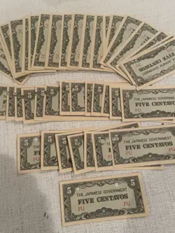 THE JAPANESE GOVERNMENT FIVE CENTAVOS WW2 PHILIPPINES OCCUPATION LOT OF 40