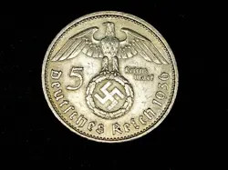 GERMANY THIRD REICH 5 REICHSMARK SILVER COIN 1936 A WW2 ERA. FINE SILVER 900