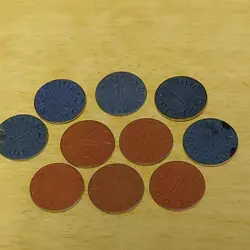 LOT OF 10 OPA BLUE/RED POINT RATION TOKENS WW2 OLD VINTAGE  FREE SHIPPING!