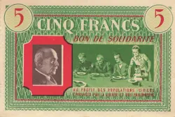 FRANCE 5 FRANCS  PETAIN WW2 AU