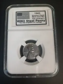 BRILLIANT UNCIRCULATED 1943-P LINCOLN CENT. WORLD WAR 2 WARTIME PENNY.