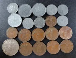 ADOLF HITLER ERA THIRD REICH NAZI 20 COIN LOT WITH SILVER  WW2 GERMAN 25-402