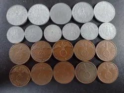 ADOLF HITLER ERA THIRD REICH NAZI 21 COIN LOT MIXED WW2 GERMAN ERA 25-404