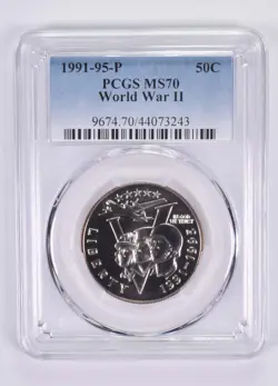 MS70 1991-1995-P WORLD WAR 2 COMMEMORATIVE HALF DOLLAR PCGS BLUE LABEL *4361