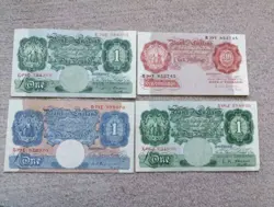 JOB LOT 4 X OLD BRITISH BANK NOTES WW2 AND AFTER. PEPPIATT & BEALE, L K O'BRIEN