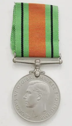 WORLD WAR TWO WW2 DEFENCE MEDAL ON RIBBON