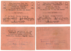 PHILIPPINE CULION LEPER COLONY WW2 1942 1 CENTAVO S241 S251 WITH/OUT AUTHORITY