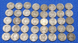 1ST ROLL-40 1943-45 MIXED DATES JEFFERSON WORLD WAR 2 -TIME SILVER ALLOY NICKELS