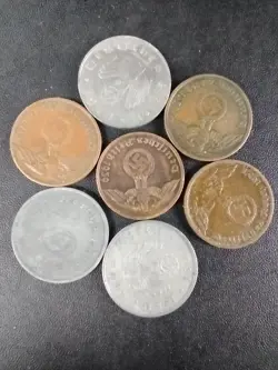 ADOLF HITLER ERA THIRD REICH NAZI 7 COIN LOT MIXED WW2 GERMAN ERA 25-413