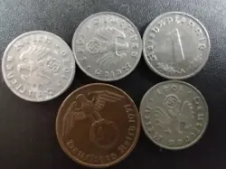 ADOLF HITLER ERA THIRD REICH NAZI 5 COIN LOT MIXED WW2 GERMAN ERA 25-415