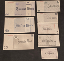 LITZMANNSTADT JEWISH LODZ GHETTO GETTO MARK CURRENCY SET MONEY WW2 WWII GERMAN