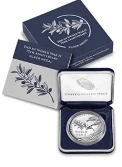 2020 END OF WORLD WAR II (WW2) 75TH ANNIVERSARY SILVER MEDAL-SEALED UNOPEN