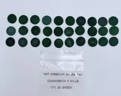 LOT OF 30 MISSOURI SALES TAX TOKEN COIN WW2 GREAT DEPRESSION RARE 5 MILL GREEN
