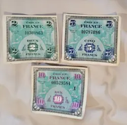 1944 FRANCE ALLIED MILITARY CURRENCY / FRANCS FRENCH WORLD BANK NOTE WW2 WWII