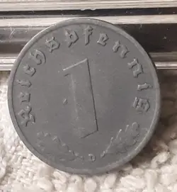 GERMAN 1 REICHSPFENNIG ~ GERMANY ~ VINTAGE WW2 1PF ZINC COIN