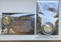 LOT OF 2  1943 & 1943-D WW2 STEEL CENT LINCOLN CENT 24K GOLD PLATED W/COA