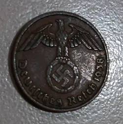 GERMANY 1938 A 2  REICHSPFENNIG   COIN 3RD REICH WW2 PFENNIG
