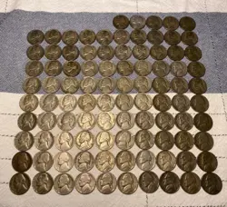 LOT OF 95 SILVER WAR NICKELS (X95) - WW2, MIXED DATES 1942-1945, TUBES INCLUDED