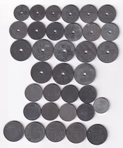 BELGIUM WW2 ISSUES 1941-1945 34 COINS ALL DIFFERENT & LISTED #11