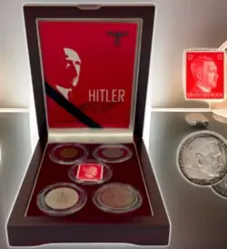 THIRD REICH WW2 GERMANY COINS & STAMP BOXED COLLECTION. 2, 5 SILVER REICHSMARKS