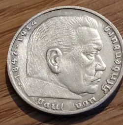 RARE KEY DATE 1938 E WW2 GERMAN NAZI 5 MARK COIN