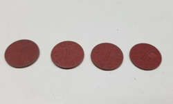 LOT OF 4 OPA BLUE/RED POINT RATION TOKENS WW2 OLD VINTAGE FREE SHIPPING!