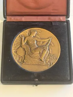 MEDALLIC ART CO MEDAL MERIT INDUSTRIAL ART BRONZE ELLERHUSEN PRE WW2 FITTED CASE