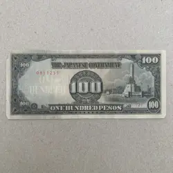 DAMAGED WW2 JAPANESE 100 PESOS BANKNOTE JAPAN PHILIPPINES WWII CURRENCY MONEY