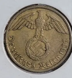 1937 G 10 REICHSPFENNIG WW2 NAZI GERMANY THIRD REICH COIN