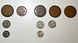 GREAT BRITAIN AND AUSTRALIAN PRE-DECIMAL COINS SILVER BRONZE WW2 - LOT OF 10