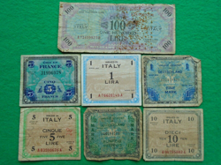 WW2 ALLIED MILITARY CURRENCY NOTES FOR FRANCE ITALY & GERMANY 1943-1944