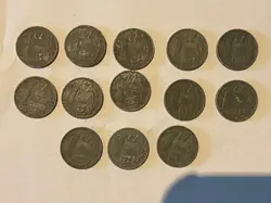 13 X  DUTCH WW2 COINS 1942/1943 ZINC 1 CENTS GERMAN OCCUPATION WAR COINS