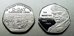 WINSTON CHURCHILL & D-DAY LANDINGS SILVER COMMEMORATIVE. WW2, 1944, NORMANDY