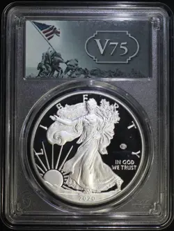 2020 W WW2 75TH AMERICAN SILVER EAGLE V75 PCGS PR70 FIRST STRIKE FS ASE