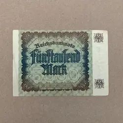1922 GERMAN 5000 MARK BANKNOTE, GERMANY CURRENCY ERA BETWEEN WWI WWII WW1 WW2