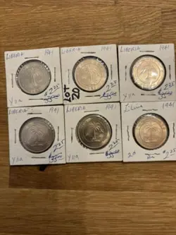 1941 LIBERIA 2 CENT PIECE RARE ELEPHANT WW2 WORLD WAR COIN (PRICE FOR ALL 6)