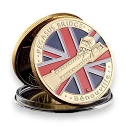 BATTLE OF PEGASUS BRIDGE - WORLD WAR 2 GOLD PLATED COMMEMORATIVE COIN