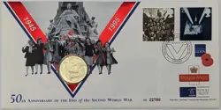 GB; 1995 £2 DOVE OF PEACE COIN COVER, BUNC, 50TH ANNIVERSARY OF THE END OF WW2