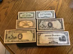 PHILIPPINES 1942 WW2 (JAPANESE OCCU.) CENTAVO/PESOS CRISP 6 BANKNOTE LOT N1413