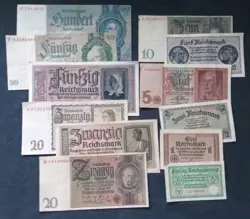 12 GERMAN WW2 3RD REICH 50RPF TO 100RM CIRCULATED BANKNOTES